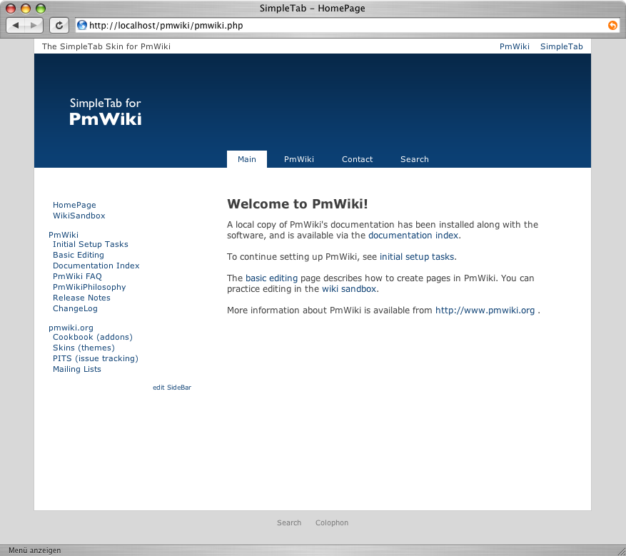 PmWiki screenshot