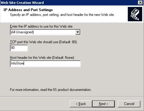 IIS Wizard web site host header